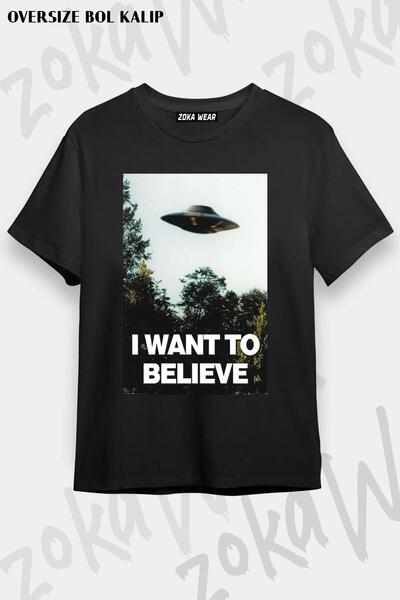 ZOKAWEAR Unisex Oversize Mold I Want To Believe Σχέδιο εμπριμέ μπλουζάκι