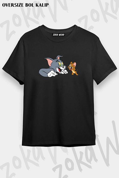 ZOKAWEAR Μπλουζάκι με στάμπα Unisex Oversize Tom And Jerry Cartoon Design