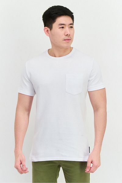 French Connection Men Crew Neck Short Sleeves Textured T-shirt, White