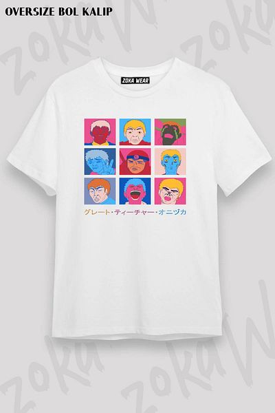 ZOKAWEAR Μπλουζάκι με στάμπα Unisex Oversize Gto Onizuka Faces Design