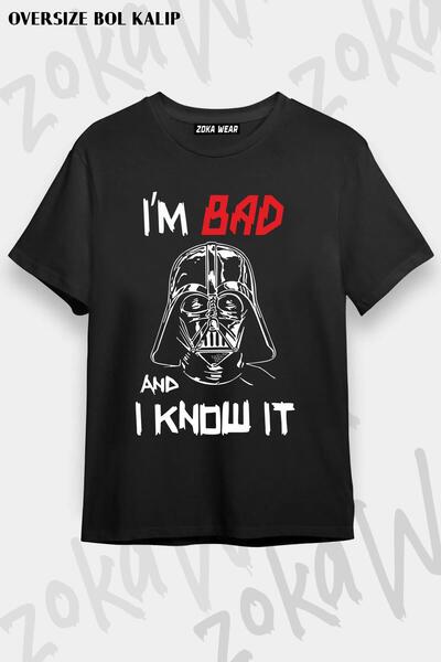 ZOKAWEAR تي شيرت مطبوع بتصميم Bad Darth Vader مقاس كبير للجنسين