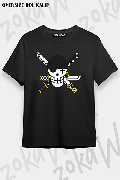 ZOKAWEAR Tricou imprimat unisex oversize One Piece Zoro Emblem Design