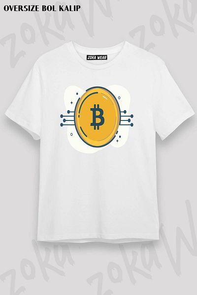ZOKAWEAR Μπλουζάκι με τυπωμένο σχέδιο Unisex Oversize Bitcoin Coin Cryptocurrency 2
