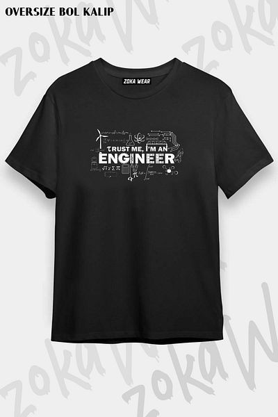 ZOKAWEAR Tricou unisex oversize cu imprimeu „Trust Me, I'm an Engineer”.