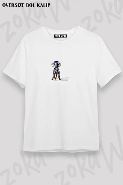 ZOKAWEAR Tricou imprimat unisex oversize cu design cu spatele câinelui teckel