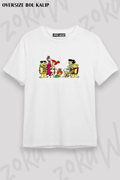 ZOKAWEAR Μπλουζάκι με στάμπα Unisex Oversize The Flintstones Stone Age Design
