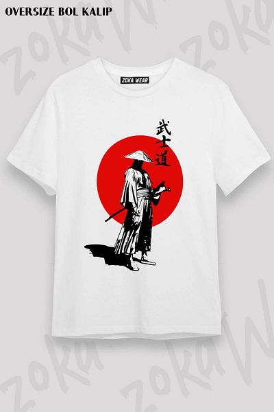 ZOKAWEAR Μπλουζάκι με στάμπα Unisex Oversize με θέμα το Samurai