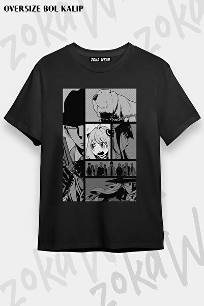 ZOKAWEAR تيشيرت مطبوع كبير الحجم للجنسين من Spy X Family (جميع أفراد الأسرة) ...
