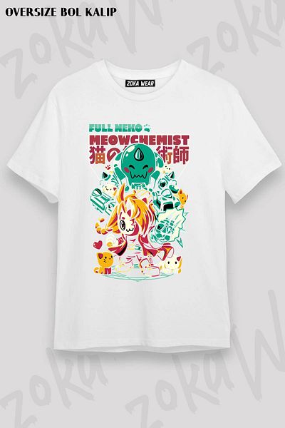 ZOKAWEAR Μπλουζάκι με στάμπα Unisex Oversize Full Neko Meowchemist Design