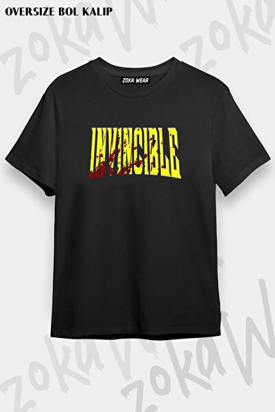 ZOKAWEAR Unisex Oversize Kalıp Invincible Blood Stained Tasarım Baskılı Tshirt
