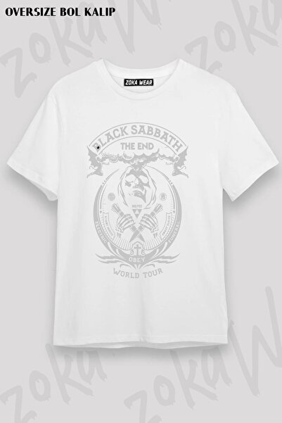 ZOKAWEAR Unisex Oversize Molded Tour Black Sabbath Design Printed Tshirt