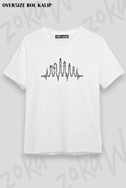 ZOKAWEAR Унисекс тениска с голям размер, щампа с шарка и шахматни мотиви