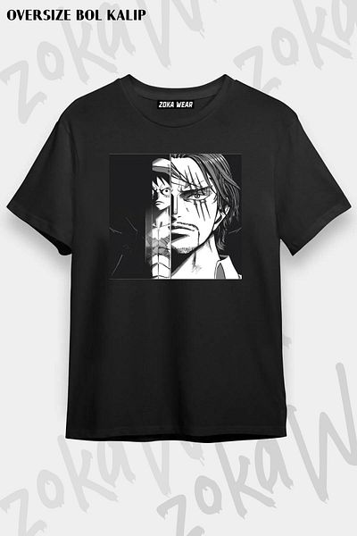 ZOKAWEAR Μπλουζάκι One Piece Luffy and Shanks με μοτίβο Unisex Oversize