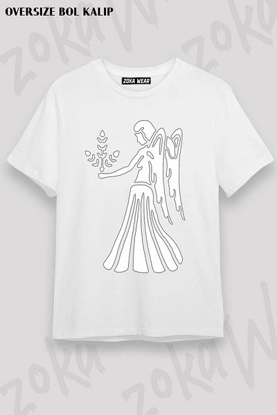 ZOKAWEAR Unisex Oversize Καλούπι Παρθένος, Παρθένος, Αστρολογικό Σχέδιο Τυπωμένο Tshirt