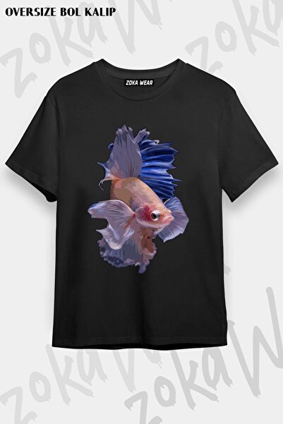 ZOKAWEAR Unisex Oversize kroj Mold Fish Betta Design Štampano majica