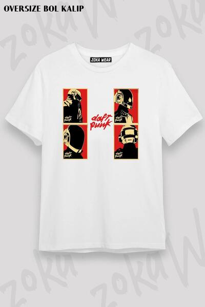 ZOKAWEAR Unisex Oversize kroj Mold Band Daft Punk Design Štampano majica