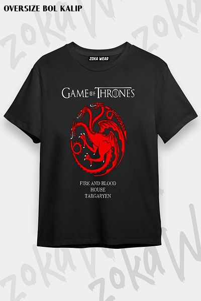 ZOKAWEAR Tricou unisex oversize cu imprimeu Targaryen Game Of Thrones