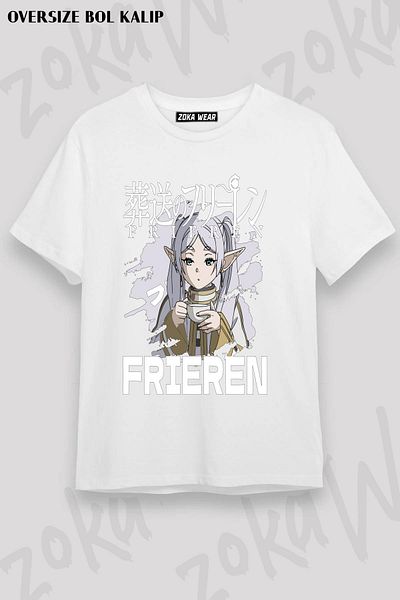 ZOKAWEAR Tricou unisex oversize cu imprimeu Frieren Beyond Journey's End Design