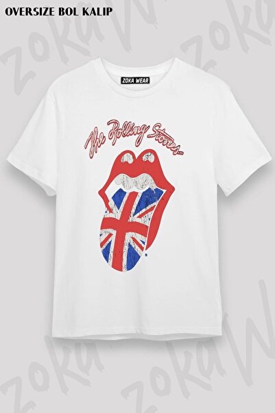 ZOKAWEAR Tricou unisex oversize cu imprimeu Uk The Rolling Stones Design