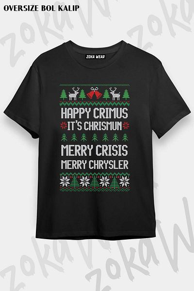 ZOKAWEAR Μπλουζάκι Unisex Oversize Merry Chrysler, Happy Design με στάμπα