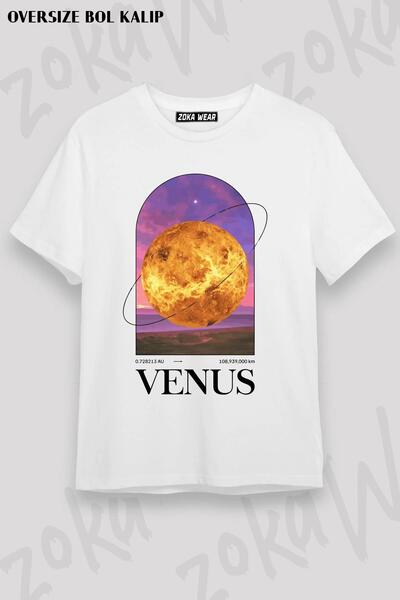 ZOKAWEAR Unisex Oversize kroj Mold Venus Planet Design Štampano majica