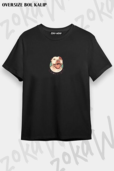 ZOKAWEAR Tricou unisex oversize cu imprimeu pentru câini jucător