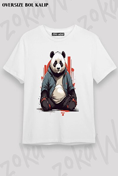 ZOKAWEAR Unisex Oversize kroj majica sa uzorkom "I Love Panda Design" Štampano