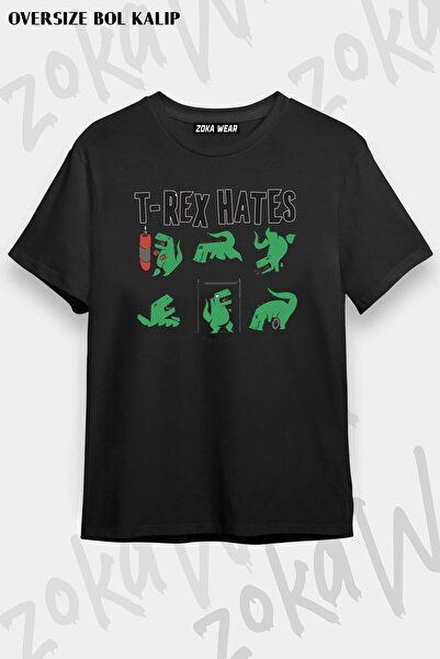 ZOKAWEAR Unisex majica sa širokim uzorkom Trex, dizajn za sportaše, teretanu ...