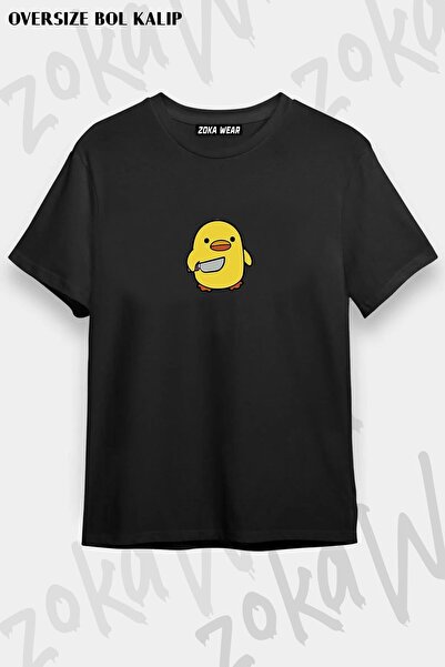 ZOKAWEAR تيشيرت مطبوع بتصميم كتكوت كبير الحجم للجنسين