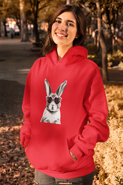 MG سويت شيرت نسائي من القطن بأكمام طويلة مطبوع عليه أرنب 3 خيوط