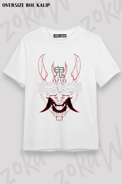 ZOKAWEAR Μπλουζάκι με στάμπα Unisex Oversize Oni (ΚΟΚΚΙΝΟ).