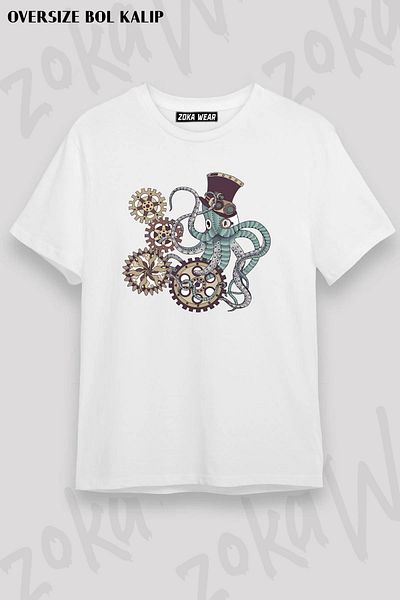 ZOKAWEAR Tricou unisex oversize cu imprimeu Mr. Octopus Design