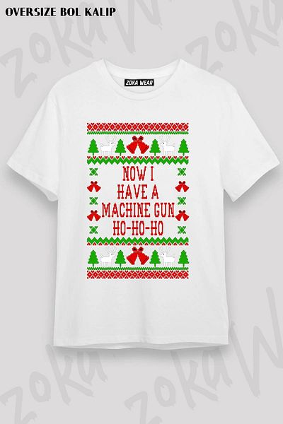 ZOKAWEAR Μπλουζάκι με στάμπα Unisex Oversize "Now I Have a Machine Gun".