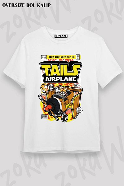 ZOKAWEAR Μπλουζάκι με στάμπα Unisex Oversize Mold Tails Airplane Design