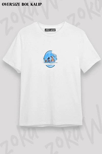 ZOKAWEAR Unisex Oversize Mold Goku Milk Moon Design Printed Tshirt
