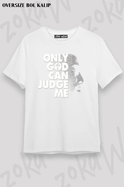 ZOKAWEAR Tricou oversize unisex cu imprimeu Tupac Only God Can Judge Me