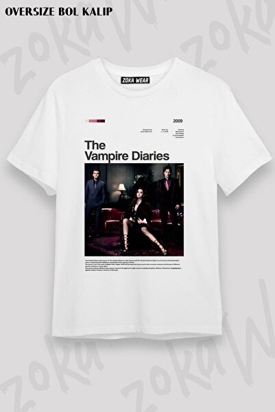 ZOKAWEAR Tricou imprimat unisex oversize The Vampire Diaries Series Poster De...