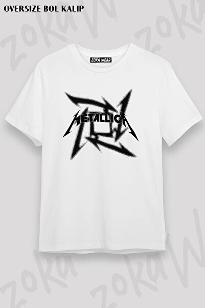 ZOKAWEAR تيشيرت مطبوع بتصميم ميتاليكا v9 مقاس كبير للجنسين