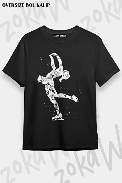 ZOKAWEAR Tricou unisex oversize pentru patinaj artistic pe gheață