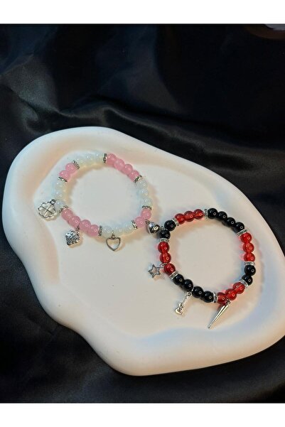 REMBER JEW Gümüş Kaplama Nana & Hachi Couple Çift Bileklik