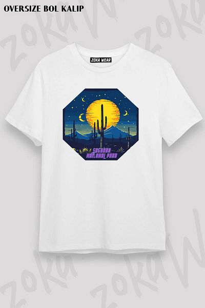 ZOKAWEAR Μπλουζάκι με στάμπα Unisex Oversize Saguaro National Park Design
