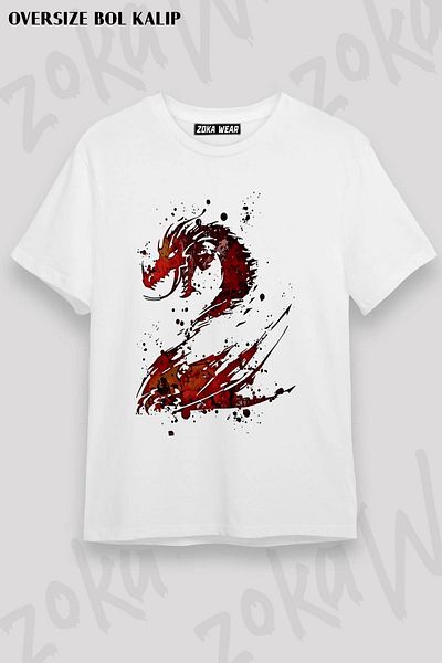 ZOKAWEAR Μπλουζάκι με στάμπα Unisex Oversize Dragon v4 Design