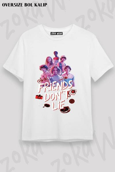ZOKAWEAR Stranger Things Prijatelji ne lažu Unisex majica prevelikog kroja