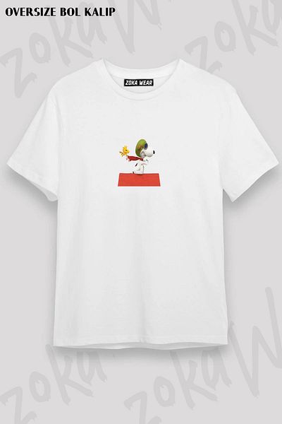 ZOKAWEAR Μπλουζάκι με στάμπα Unisex Oversize με στάμπα Snoopy and Charlie Design
