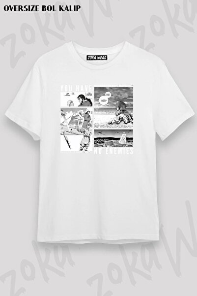 ZOKAWEAR Vinland Saga - Tricou unisex oversize cu imprimeu „You Have No Enemi...