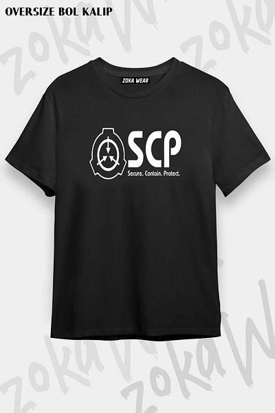 ZOKAWEAR Tricou imprimat unisex oversize Mold SCP cu logo-ul fundației