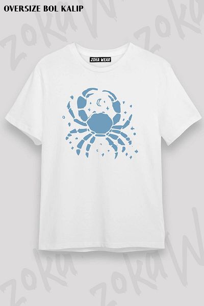 ZOKAWEAR Tricou unisex oversize cu imprimeu cu design zodiacal Rac