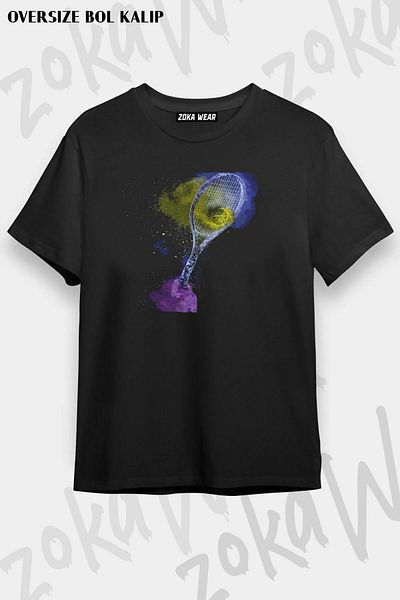 ZOKAWEAR Tricou unisex oversize cu imprimeu tenis tenis
