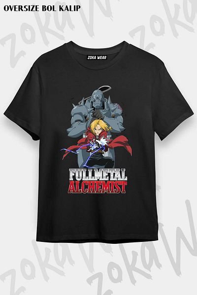 ZOKAWEAR Tricou unisex oversize cu imprimeu Fullmetal Alchemis Design