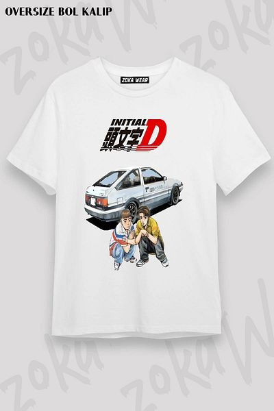 ZOKAWEAR Μπλουζάκι Unisex Oversize Initial D Takumi και Itsuki με στάμπα